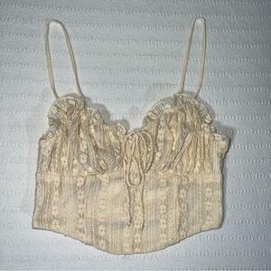 Altar’d State Women’s Lacy Babydoll Tank Top Small Cream Y2K Romantic Coquette